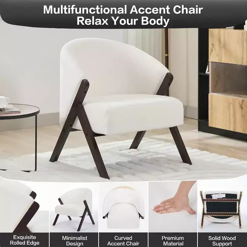 Fauteuil pivotant d'appoint Mid-Century Modern, cadre en bois, confortable, rembourré, idéal pour la lecture, facile à assembler, pour salon