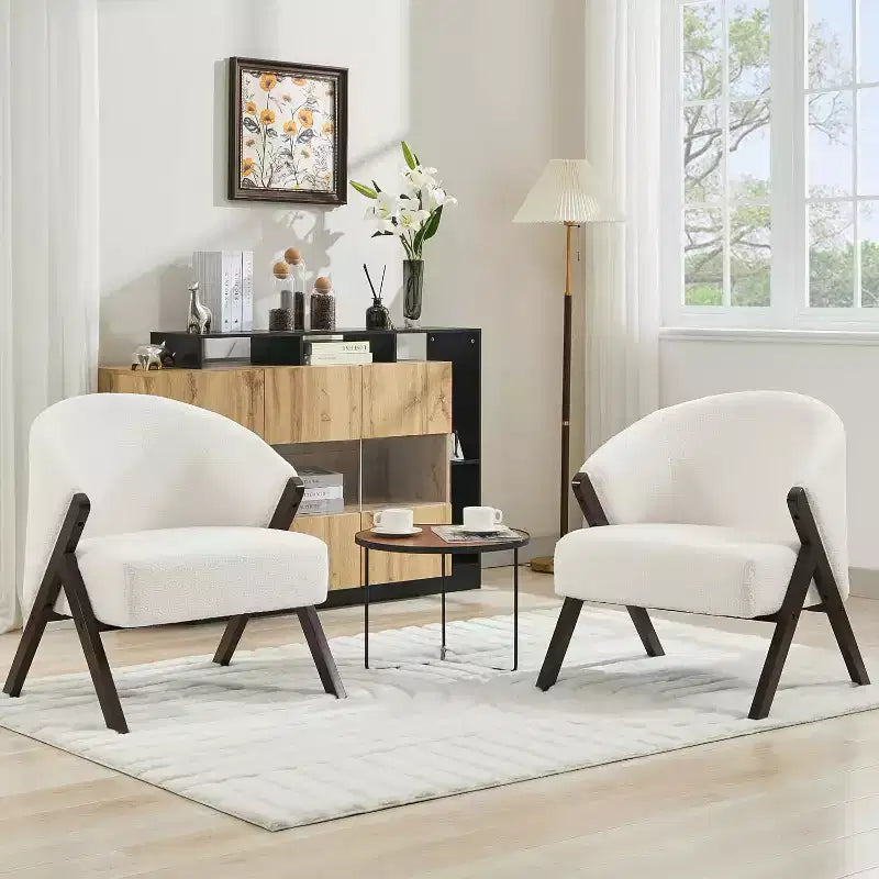 Fauteuil pivotant d'appoint Mid-Century Modern, cadre en bois, confortable, rembourré, idéal pour la lecture, facile à assembler, pour salon