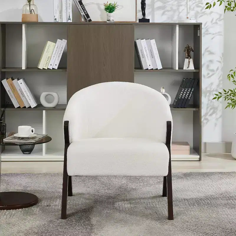 Fauteuil pivotant d'appoint Mid-Century Modern, cadre en bois, confortable, rembourré, idéal pour la lecture, facile à assembler, pour salon