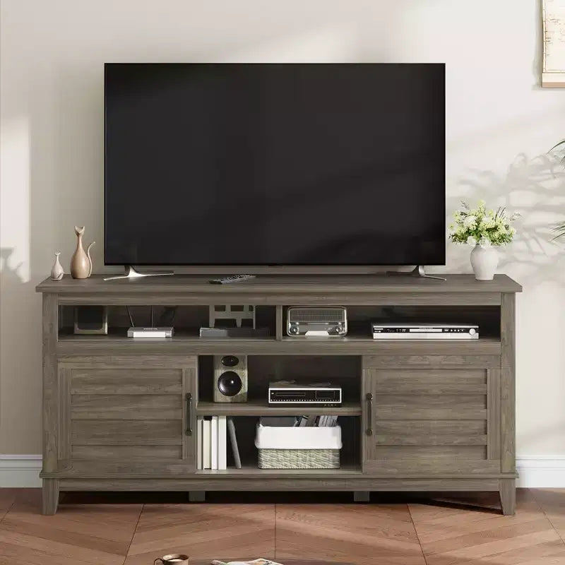 TV Stands and Consoles, Modern TV Stand for TVs Up to 63'', Entertainment Center with Adjustable Shelves, Media TV Console for Living Room, Bedroom
