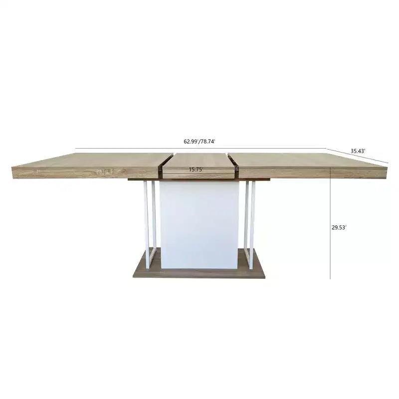 Table de salle à manger extensible, chêne et blanc, design moderne extensible – 4 à 8 places