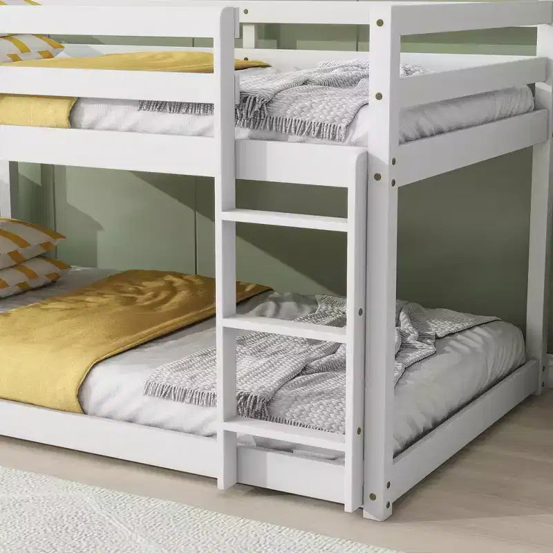 Lit superposé 77" deux places au sol avec échelle et garde-corps – Blanc, Chambre d'enfants et salle de jeux