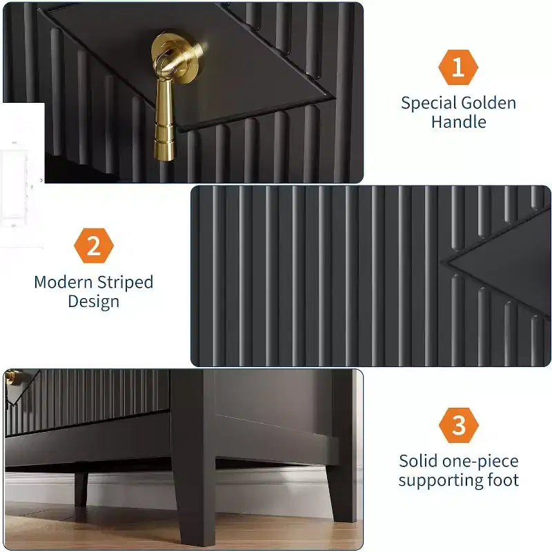 Commode cannelée à 6 tiroirs de 54 po – Armoire de rangement en bois moderne pour chambre et salon