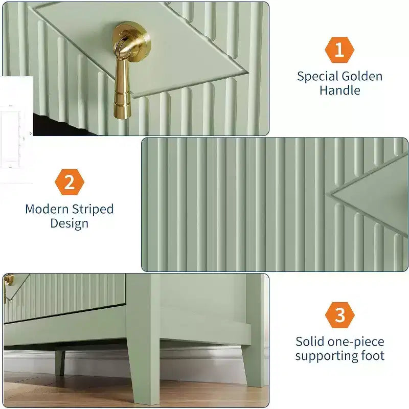 Commode cannelée à 6 tiroirs de 54 po – Armoire de rangement en bois moderne pour chambre et salon