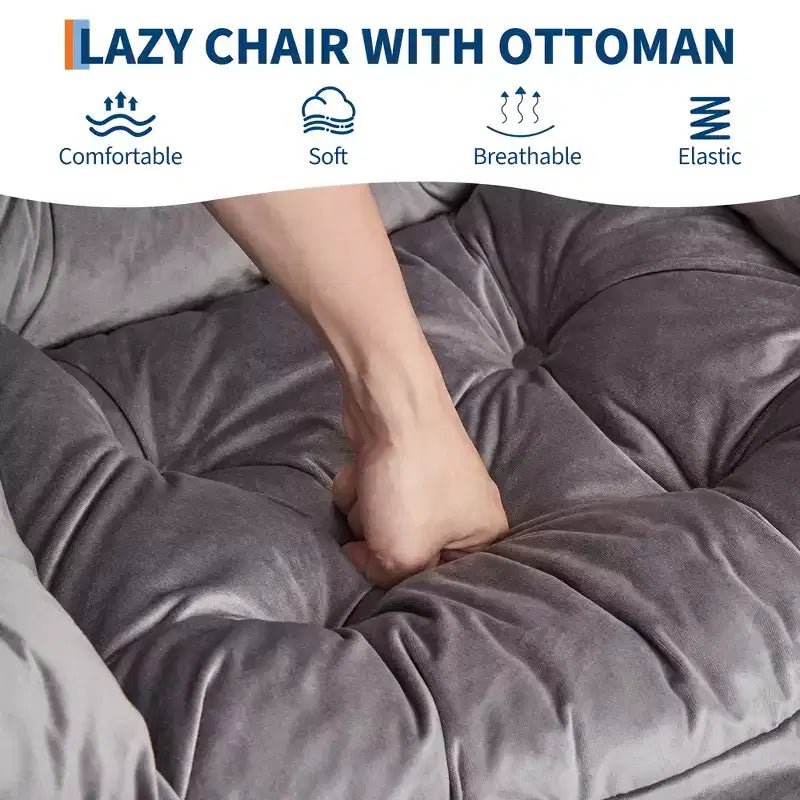 Fauteuil inclinable avec pouf, oreiller et poche latérale – Salon et chambre à coucher