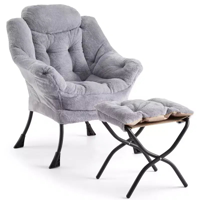 Fauteuil inclinable avec pouf, oreiller et poche latérale – Salon et chambre à coucher