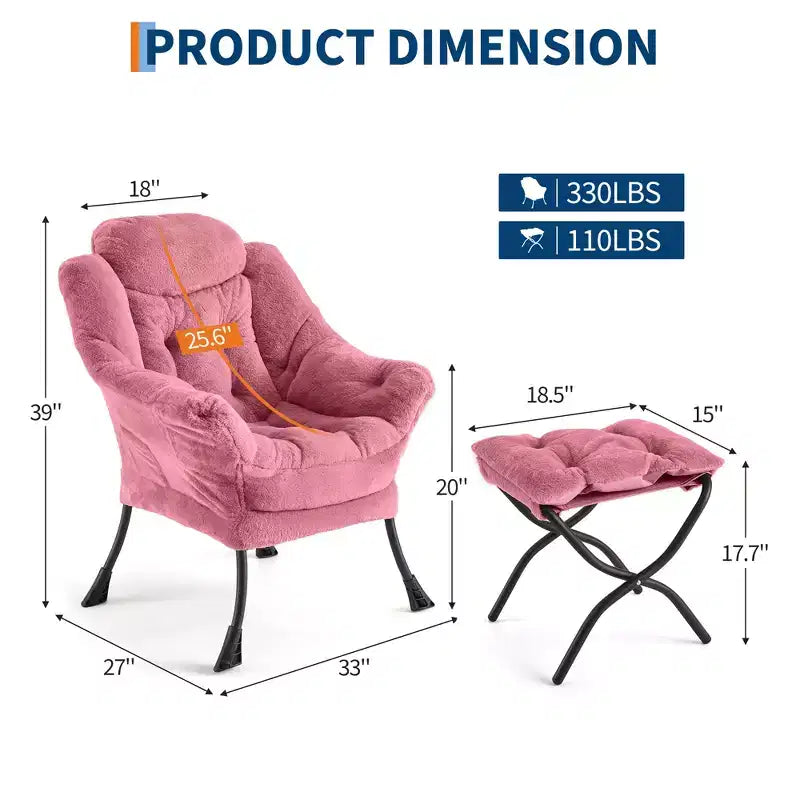 Fauteuil inclinable avec pouf, oreiller et poche latérale – Salon et chambre à coucher
