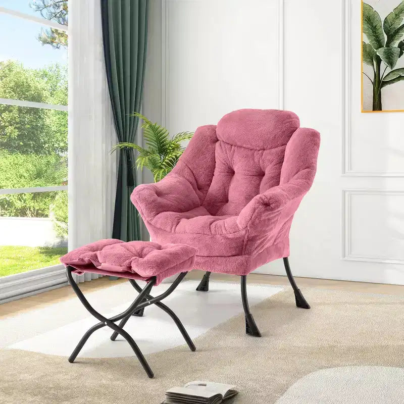 Fauteuil inclinable avec pouf, oreiller et poche latérale – Salon et chambre à coucher