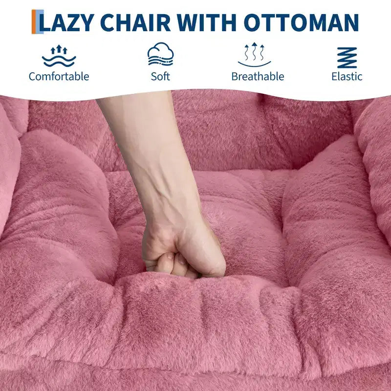 Fauteuil inclinable avec pouf, oreiller et poche latérale – Salon et chambre à coucher