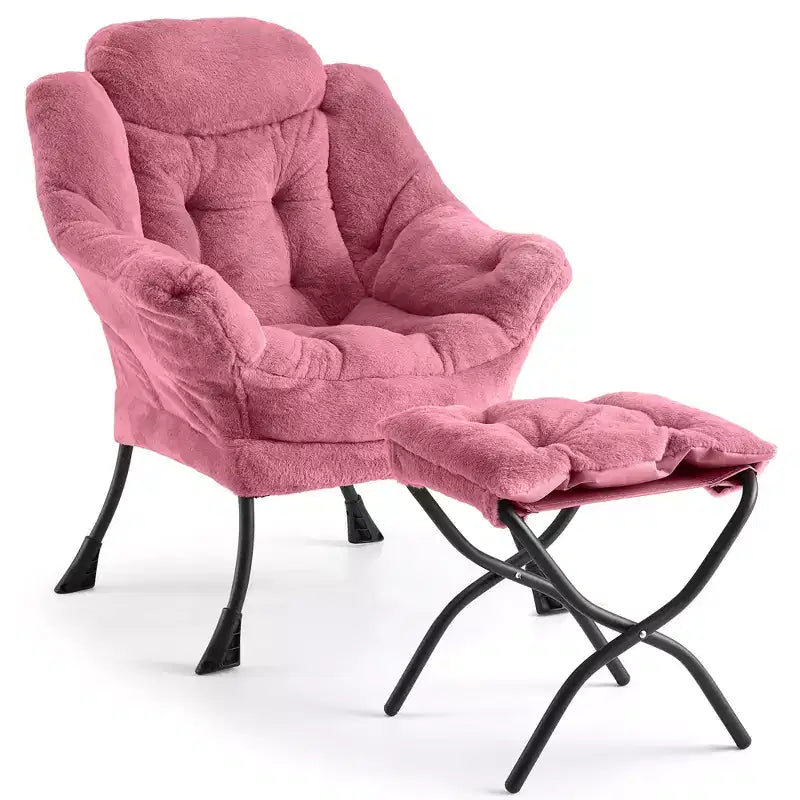 Fauteuil inclinable avec pouf, oreiller et poche latérale – Salon et chambre à coucher