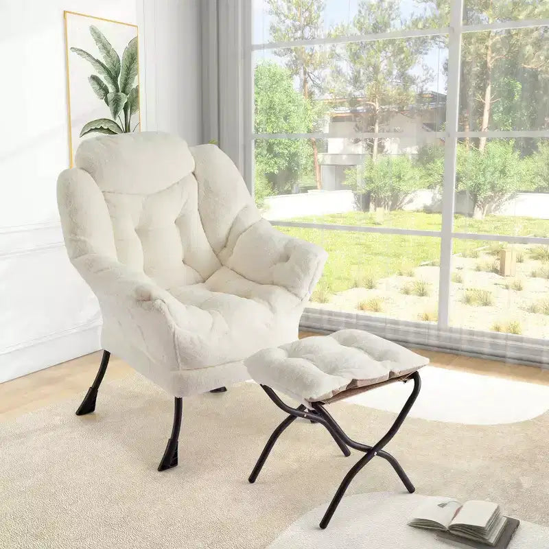 Fauteuil inclinable avec pouf, oreiller et poche latérale – Salon et chambre à coucher