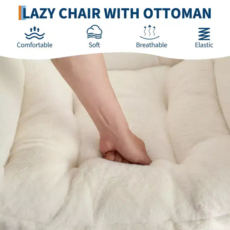 Fauteuil inclinable avec pouf, oreiller et poche latérale – Salon et chambre à coucher