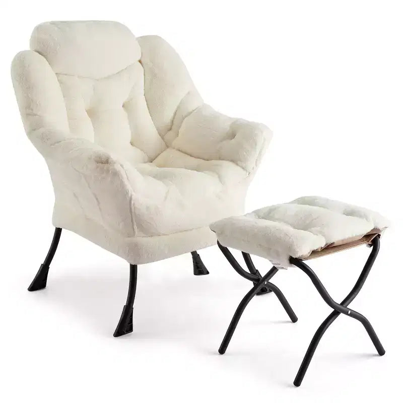 Fauteuil inclinable avec pouf, oreiller et poche latérale – Salon et chambre à coucher