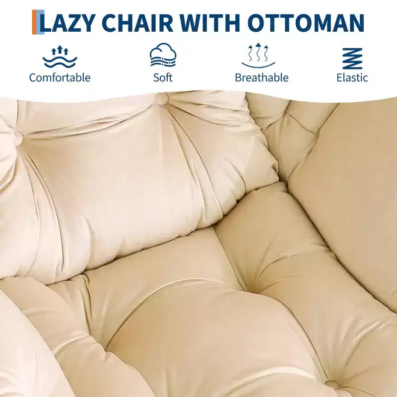 Fauteuil inclinable avec pouf, oreiller et poche latérale – Salon et chambre à coucher