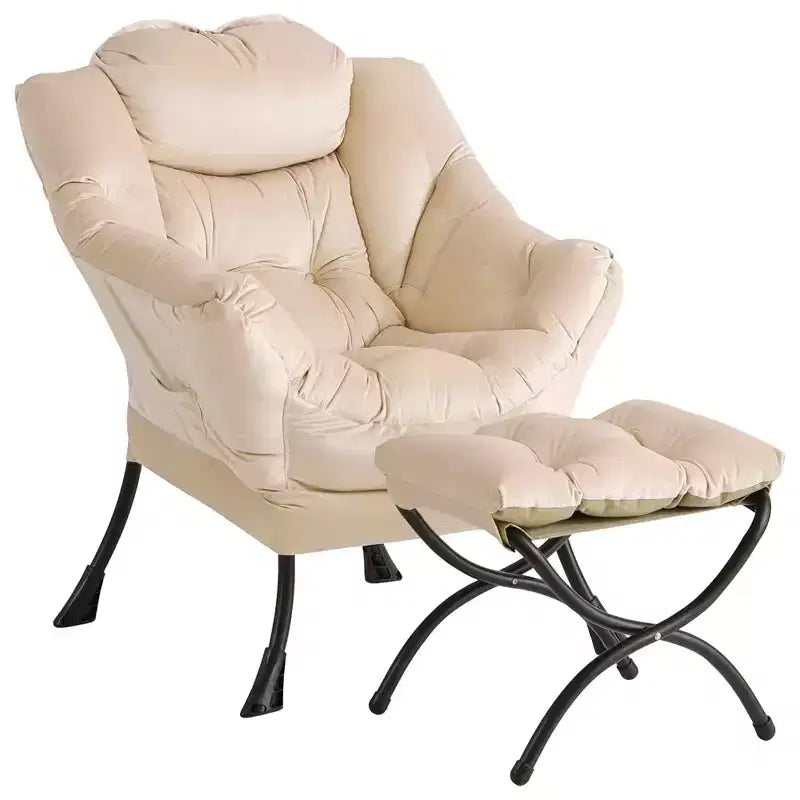 Fauteuil inclinable avec pouf, oreiller et poche latérale – Salon et chambre à coucher