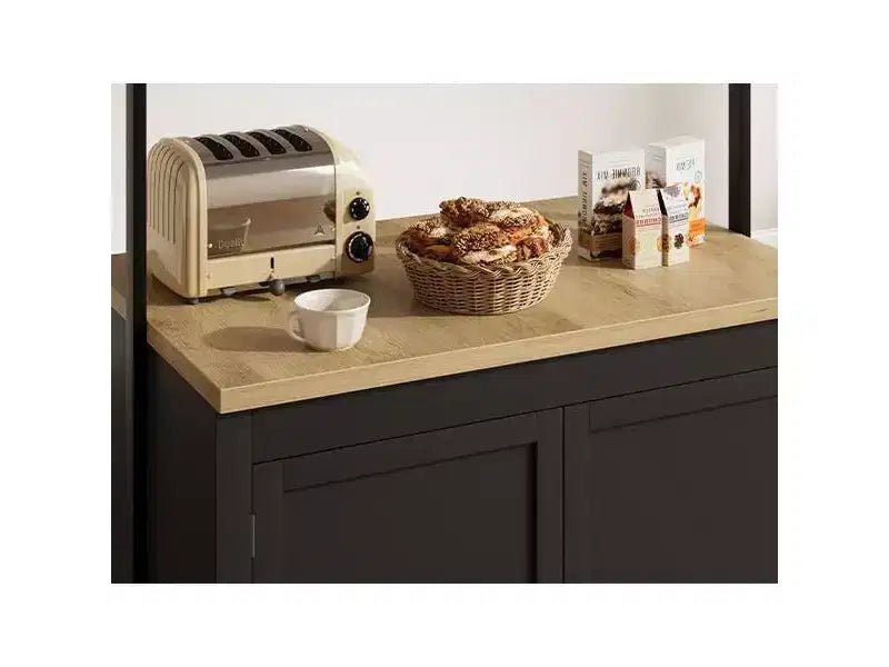 Meuble îlot de cuisine de 41 po – Corps blanc vintage avec dessus en bois naturel