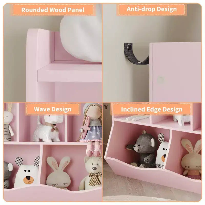 Étagère à Livres pour Enfants et Rangement de Jouets Multi-Étagères avec Casiers, Meuble de Rangement pour Garçons Filles, pour Salle de Jeux d'Enfants, Couloir, Maternelle, École