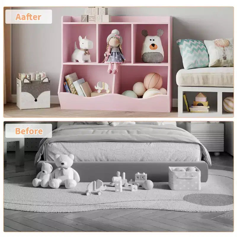 Étagère à Livres pour Enfants et Rangement de Jouets Multi-Étagères avec Casiers, Meuble de Rangement pour Garçons Filles, pour Salle de Jeux d'Enfants, Couloir, Maternelle, École