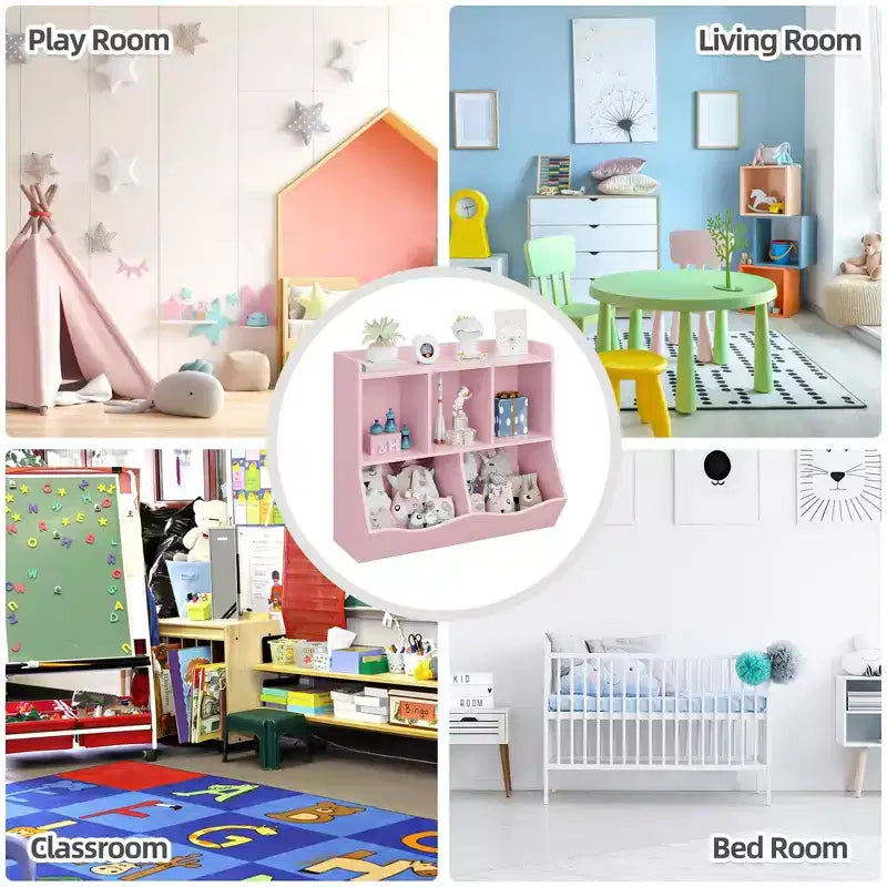Étagère à Livres pour Enfants et Rangement de Jouets Multi-Étagères avec Casiers, Meuble de Rangement pour Garçons Filles, pour Salle de Jeux d'Enfants, Couloir, Maternelle, École