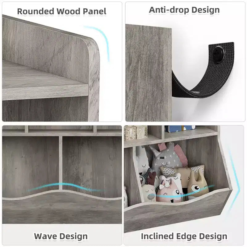 Étagère à Livres pour Enfants et Rangement de Jouets Multi-Étagères avec Casiers, Meuble de Rangement pour Garçons Filles, pour Salle de Jeux d'Enfants, Couloir, Maternelle, École
