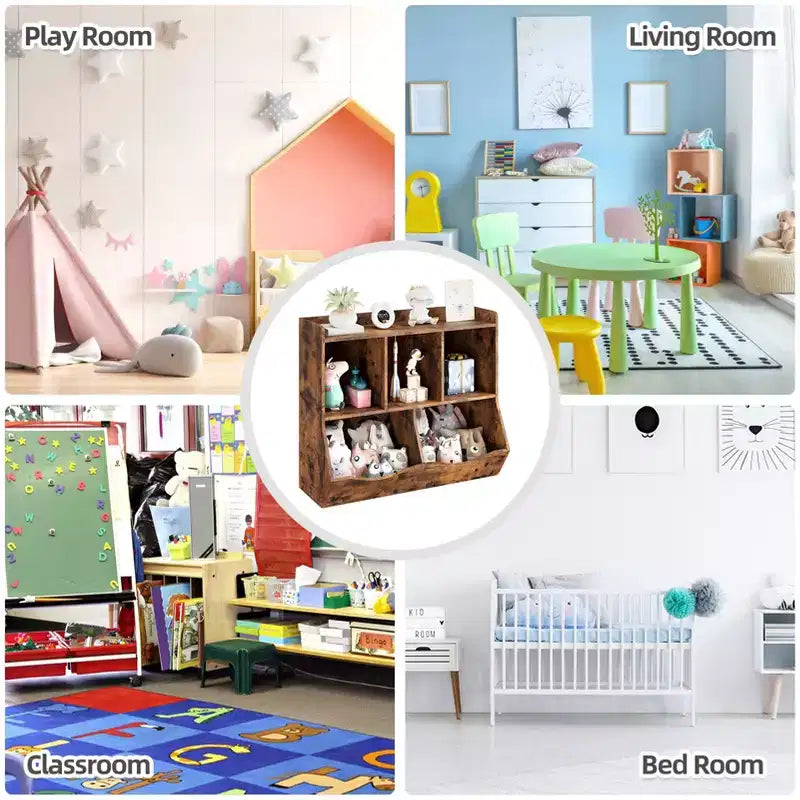 Étagère à Livres pour Enfants et Rangement de Jouets Multi-Étagères avec Casiers, Meuble de Rangement pour Garçons Filles, pour Salle de Jeux d'Enfants, Couloir, Maternelle, École