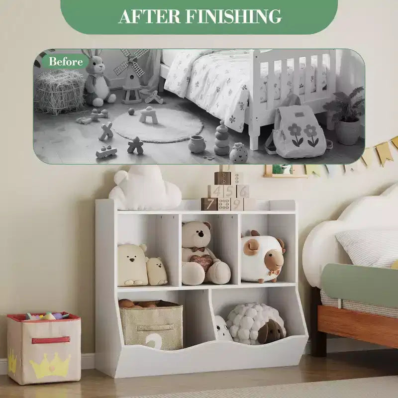 Étagère à Livres pour Enfants et Rangement de Jouets Multi-Étagères avec Casiers, Meuble de Rangement pour Garçons Filles, pour Salle de Jeux d'Enfants, Couloir, Maternelle, École