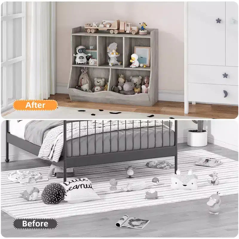 Étagère à Livres pour Enfants et Rangement de Jouets Multi-Étagères avec Casiers, Meuble de Rangement pour Garçons Filles, pour Salle de Jeux d'Enfants, Couloir, Maternelle, École