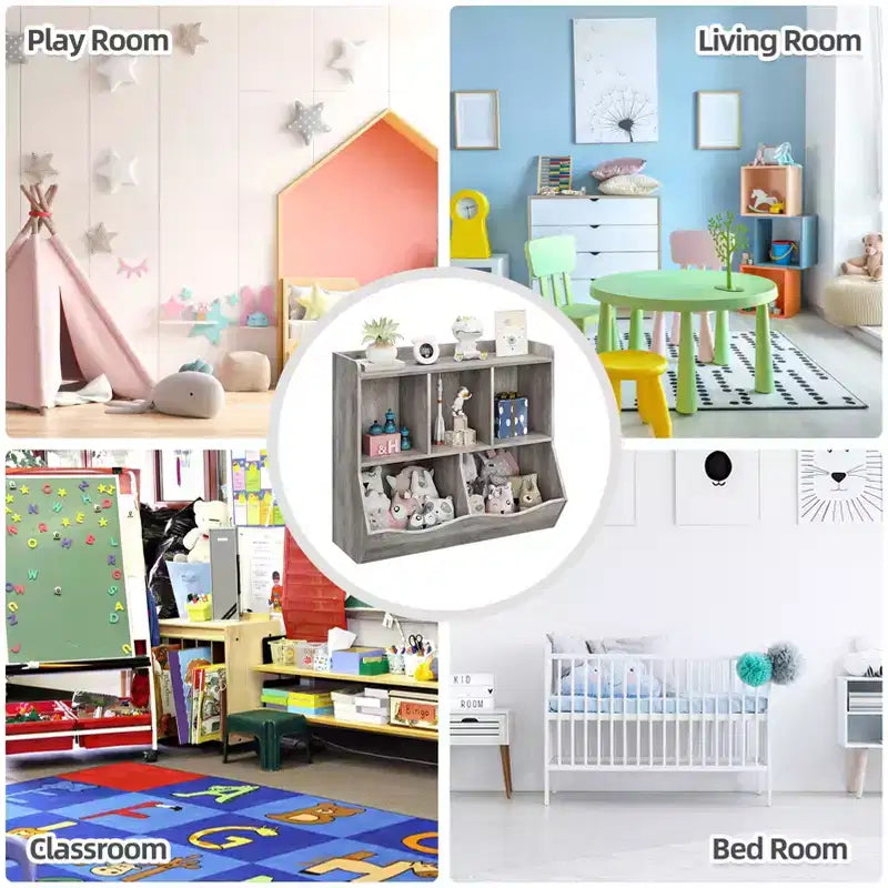 Étagère à Livres pour Enfants et Rangement de Jouets Multi-Étagères avec Casiers, Meuble de Rangement pour Garçons Filles, pour Salle de Jeux d'Enfants, Couloir, Maternelle, École
