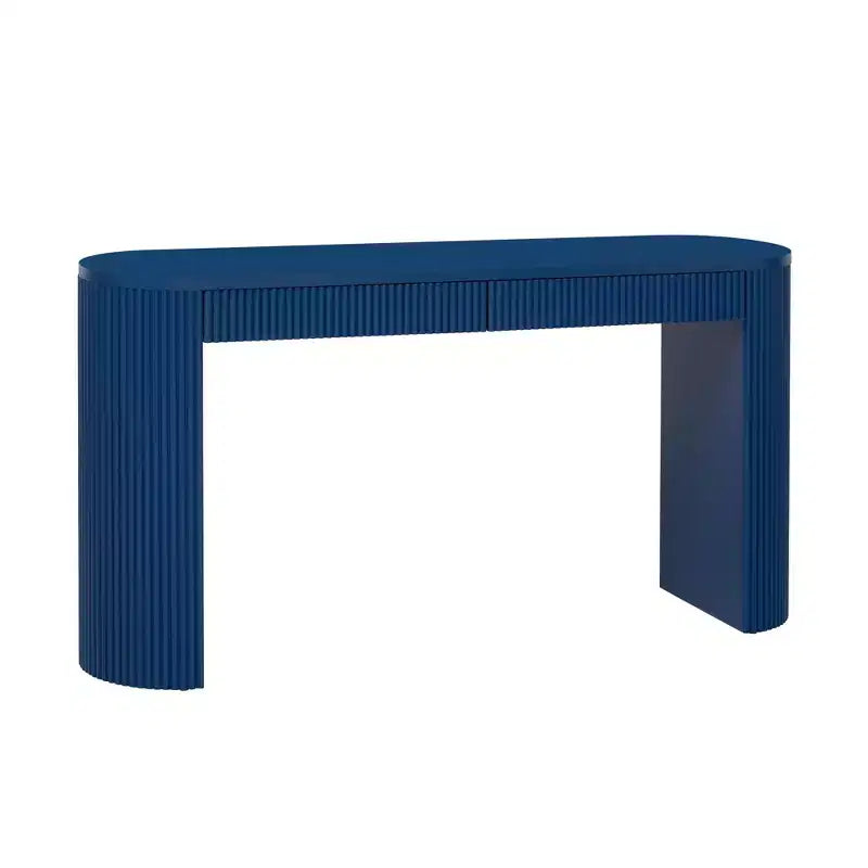 Table console moderne nervurée à 2 tiroirs – Table d'entrée et de coiffeuse