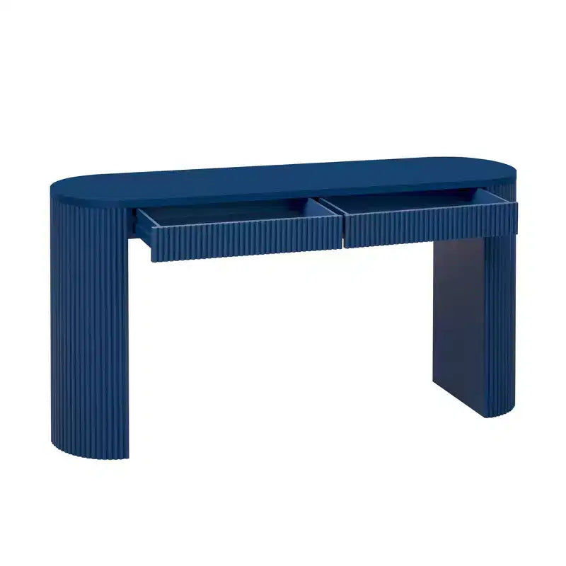Table console moderne nervurée à 2 tiroirs – Table d'entrée et de coiffeuse