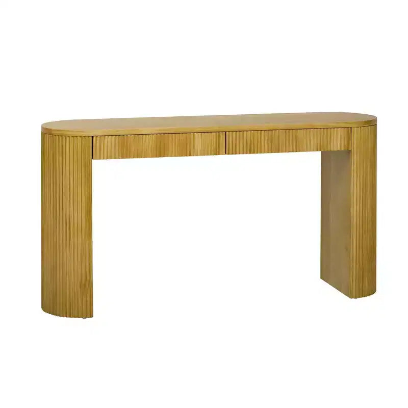 Table console moderne nervurée à 2 tiroirs – Table d'entrée et de coiffeuse