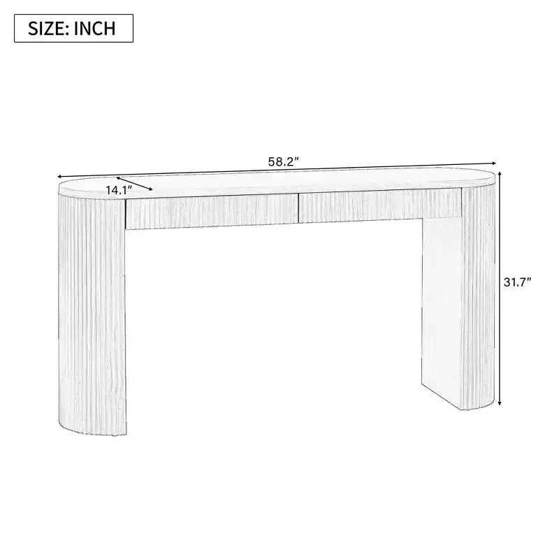 Table console moderne nervurée à 2 tiroirs – Table d'entrée et de coiffeuse