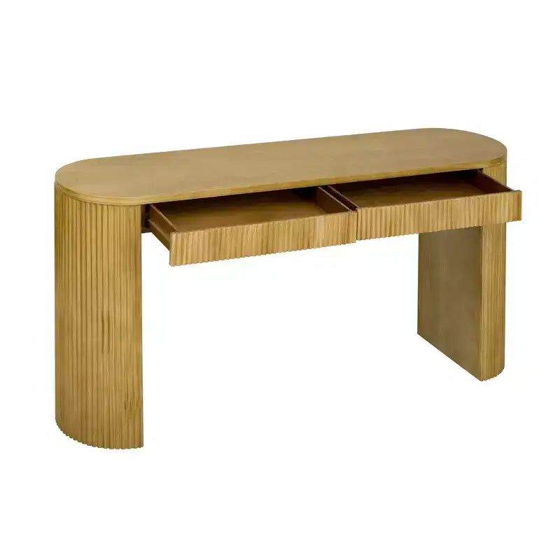 Table console moderne nervurée à 2 tiroirs – Table d'entrée et de coiffeuse