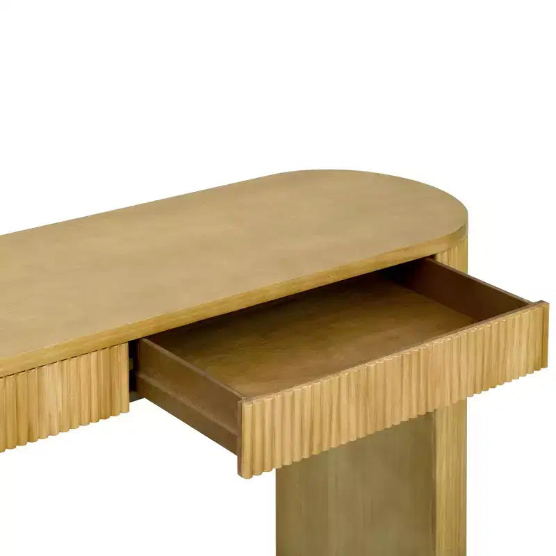 Table console moderne nervurée à 2 tiroirs – Table d'entrée et de coiffeuse