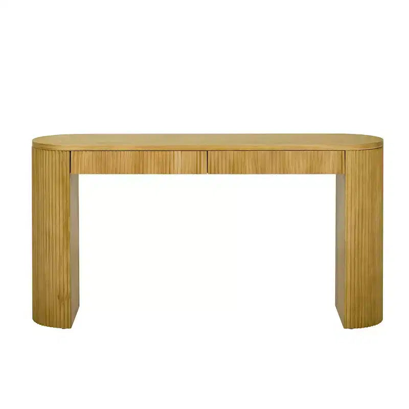 Table console moderne nervurée à 2 tiroirs – Table d'entrée et de coiffeuse