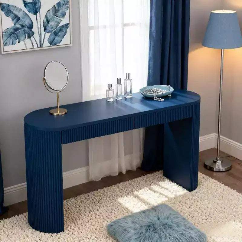 Table console moderne nervurée à 2 tiroirs – Table d'entrée et de coiffeuse