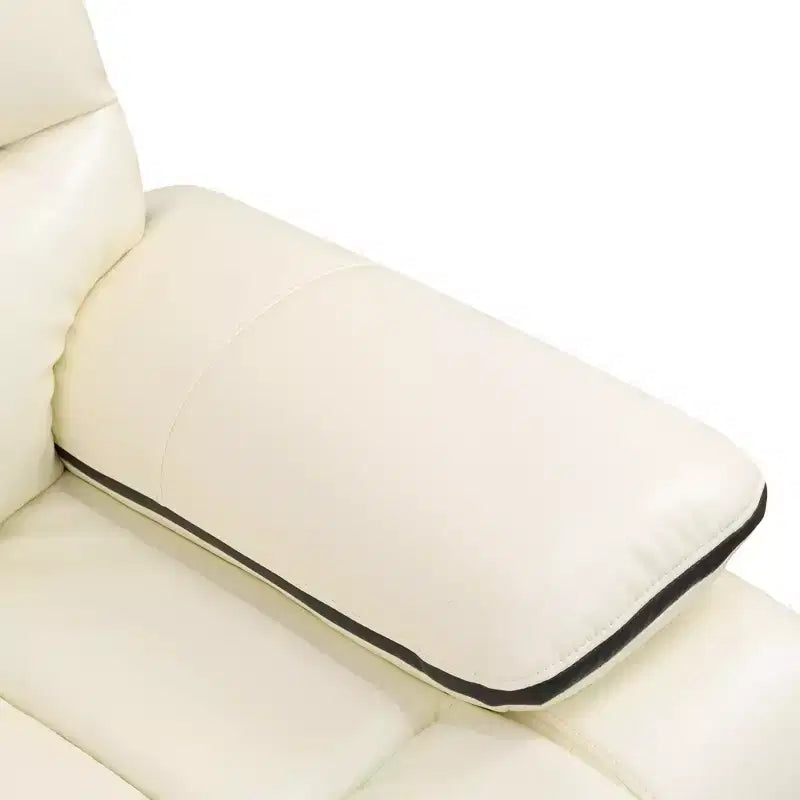Canapé inclinable électrique 3 places avec port USB, éclairage LED et tablette réversible – Écru