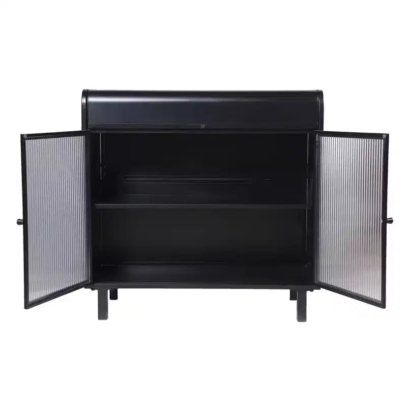 Buffet bas moderne de 80 cm (31,49") avec portes en verre trempé et abattant